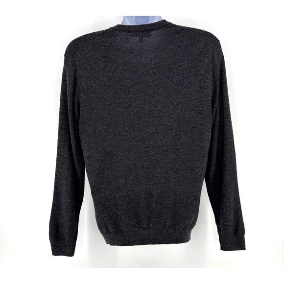 Turnbury Men's M Gray V-Neck Textured Rib Knit Merino Wool Blend Sweater - Picture 2 of 9